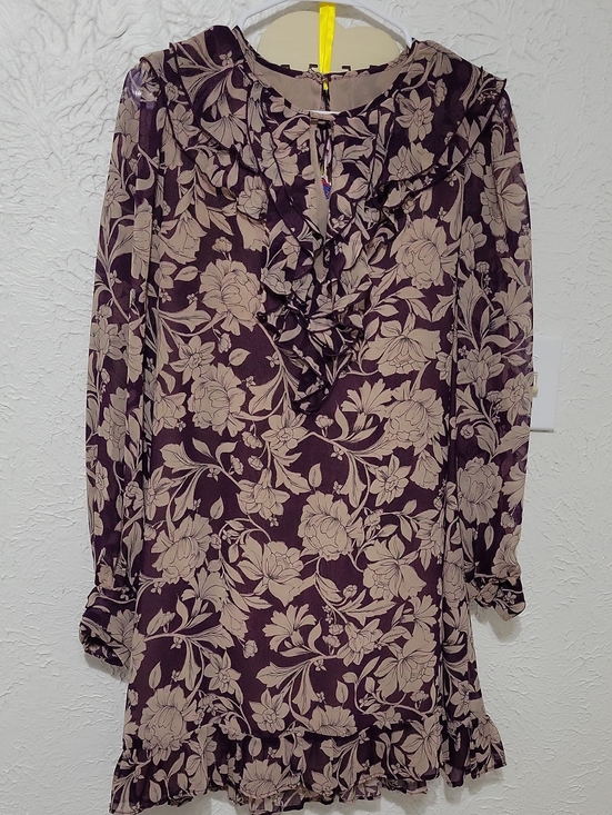 Zara Dresses & Skirts - Zara Plum Floral Ruffle Long Sleeve Dress